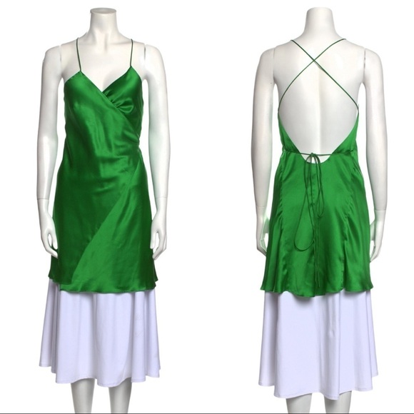 Michelle Mason | NWT 100% Silk Strappy Wrap Mini Dress - Size 4 - Sold Out - Picture 3 of 8